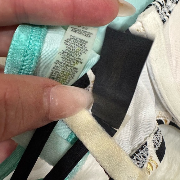 A set of Victoria's Secret Aqua and Black Wave Bombshell Swim Tops - Picture 9 of 14